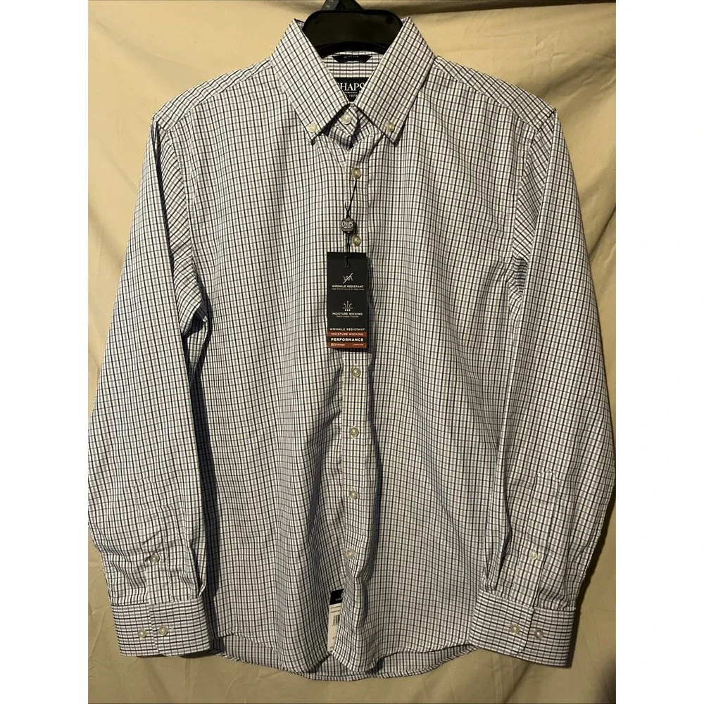 New Mens Chaps Everyday Performance Button Up Shirt Size Medium Slim New !!!